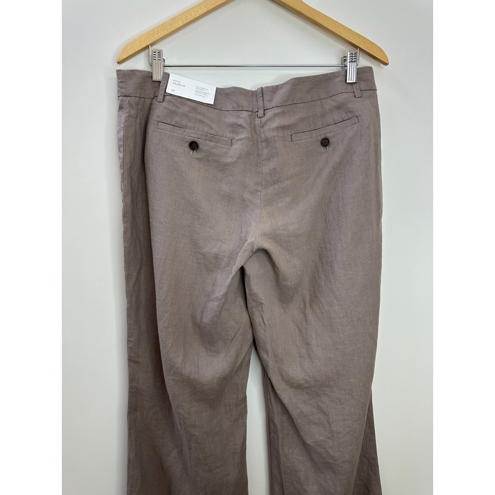 NEW LOFT 100% Linen Marisa Modern Trouser Pants Size 10 Taupe Wide Leg Office - Picture 9 of 11